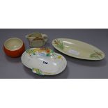 Two Clarice Cliff dishes, a bowl and a small jug