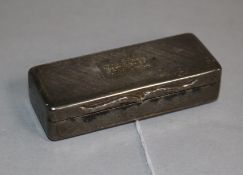 A Victorian silver rectangular snuff box, Edward Smith, Birmingham, 1851, 65mm.