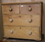 A Victorian pine chest of four drawers, W.80cm