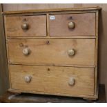 A Victorian pine chest of four drawers, W.80cm