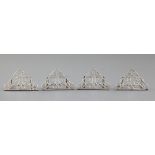 A set of four silver Art Nouveau folding design menu holders, by Lawrence Emanuel, hallmarked