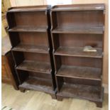 A pair of mahogany waterfall bookcases, W.56cm