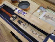 A Newbery cricket bat signed by Murray Goodwin and Mushtag Ahmed Bat and another Newbery