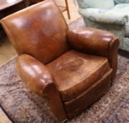 A 1930's French leather club armchair