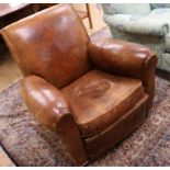 A 1930's French leather club armchair