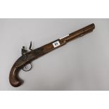 An early 19th century flintlock holster pistol, 48cm