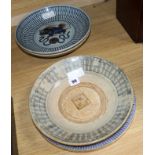 A 19th Century Chinese underglaze blue and copper red, two blue and white dishes and a Staffordshire