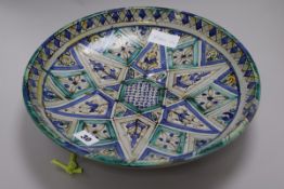 A Moroccan fritware dish, 34cm