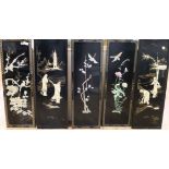 Five mother of pearl lacquer panels
