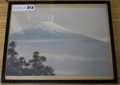 Yamandi, watercolour, view of Mount Fuji, signed, 23 x 33cm