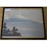 Yamandi, watercolour, view of Mount Fuji, signed, 23 x 33cm