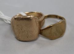 Two 9ct gold signet rings.