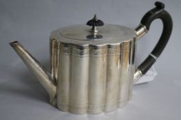 A Victorian silver oval teapot by Augustus George Piesse, London, 1867, gross 14.9 oz.