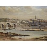 Fred Stott, watercolour, Berwick upon Tweed, signed and dated 1968, 27 x 36cm