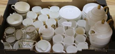 A Wedgwood gilt white porcelain part coffee service and sundry tea and coffee wears