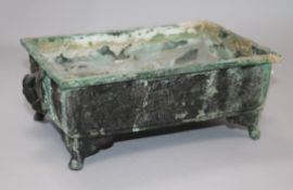 A Chinese bronze rectangular censer, 21cm