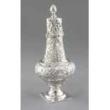 A Victorian silver sugar caster, by Nathan & Hayes, hallmarked Birmingham 1890, with crisp
