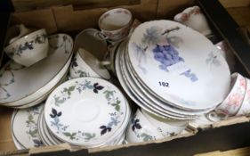 A set of six Rosenthal dessert plates, a Royal Doulton Burgundy pattern part teaset and sundry