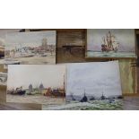 Nine watercolours, boat studies by Herbert Ahier