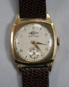 A gentleman's 1950's 9ct gold Incarna manual wind wrist watch.