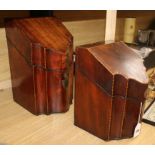 Two George III mahogany knife boxes, both with later interiors