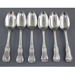 A matched set of six Victorian silver King's pattern table spoons, hallmarked London 1845/1850, four