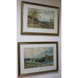 John T. Gallon, two watercolours, open landscapes, signed, 30 x 49cm