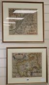John Norden and Christopher Saxton, two coloured engravings, Maps of Gloucester and Middlesex, 27