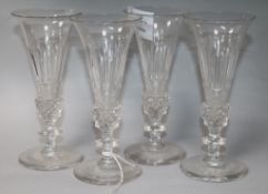 A set of four late Victorian cut glass conical glasses 15cm