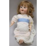 A Dressel 'Jutta - Baby' bisque-headed doll, number 1922, jointed composition body, sleeping eyes,