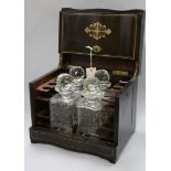 A 19th century French boulle inlaid ebony liqueur casket with later fittings, 30cm