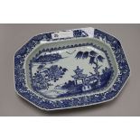 An 18th century Chinese export octagonal blue and white bowl, 37.5cm