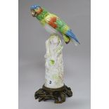 A Meissen Marcolini period porcelain model of a parrot, on ormolu plinth, height 32cm (a.f.)