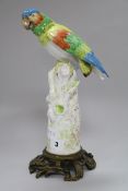 A Meissen Marcolini period porcelain model of a parrot, on ormolu plinth, height 32cm (a.f.)