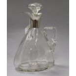 A George V silver mounted cut glass claret jug, 24cm