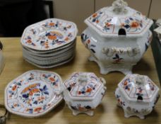 A 19th century J & W Ridgway stone china part dinner service