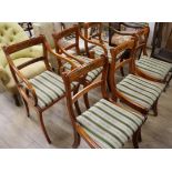 A set of six Regency style inlaid mahogany dining chairs (four and two carvers)