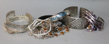 A small quantity of silver etc. including fifteen silver bracelets.