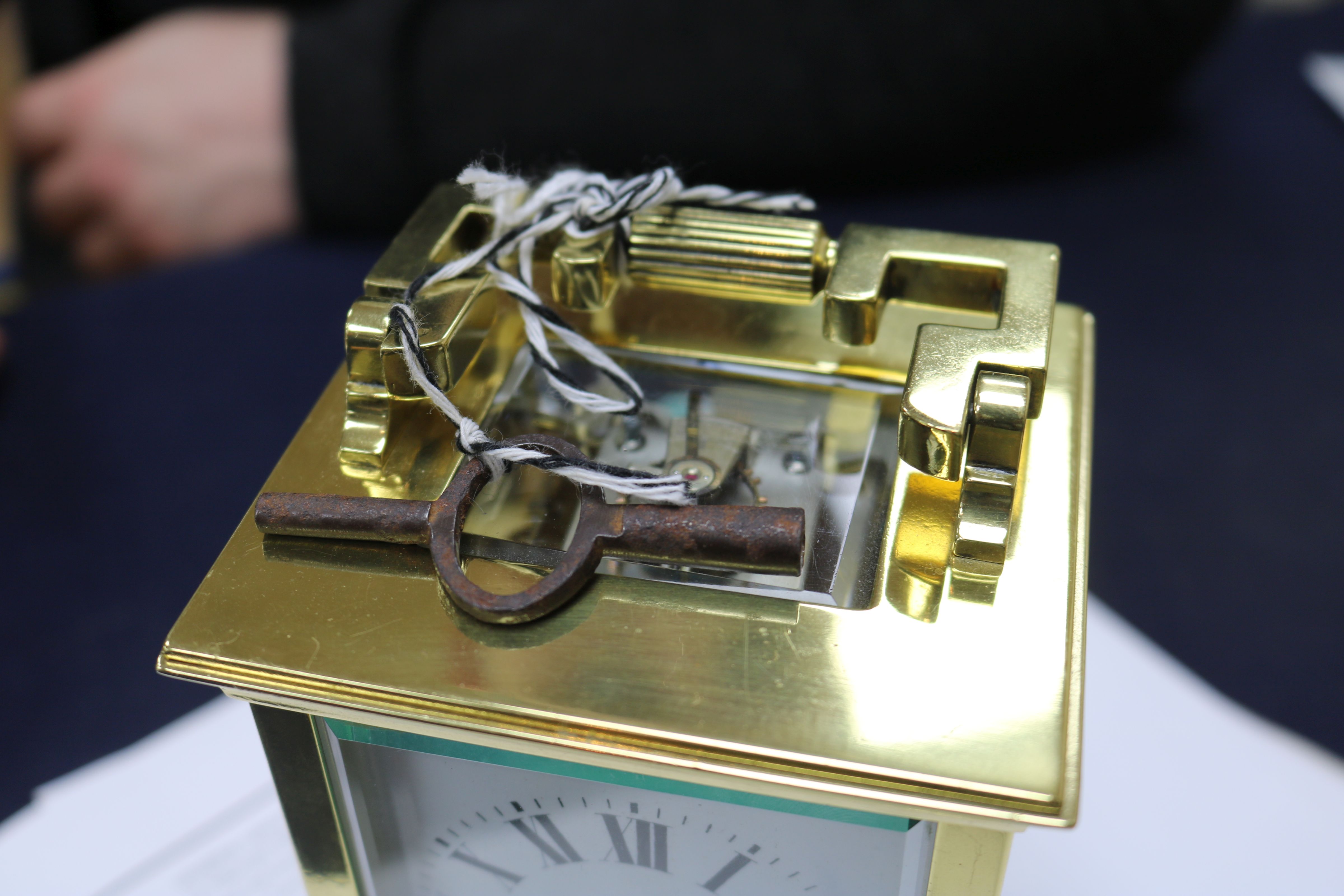 An Edwardian lacquered brass carriage clock, 14.5cm - Bild 7 aus 7