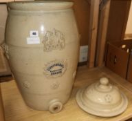 A Victorian Lipscombe & Co stoneware cistern and cover, 69cm