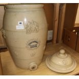 A Victorian Lipscombe & Co stoneware cistern and cover, 69cm