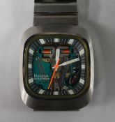A gentleman's stainless steel Bulova Accutron wrist watch.