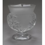 A modern Lalique part frosted glass vase, height 11.5cm
