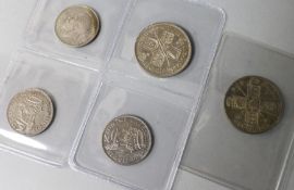 A 1916 florin, 1936 florin, 1914, 1928 and 1932 shillings GVF or better