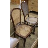 Two Victorian caned chairs (one with rockers)