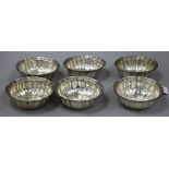 Six Italian 800 standard white metal bowls by R. Miracoli, 13cm, 30.7cm.