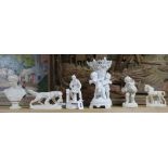 A Victorian parian bust of Diana and five other items bust 20cm