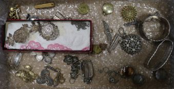 A collection of silver jewellery and sundry costume jewellery.