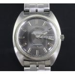 A gentleman's early 1970's stainless steel Omega Constellation automatic wrist watch, the steel grey