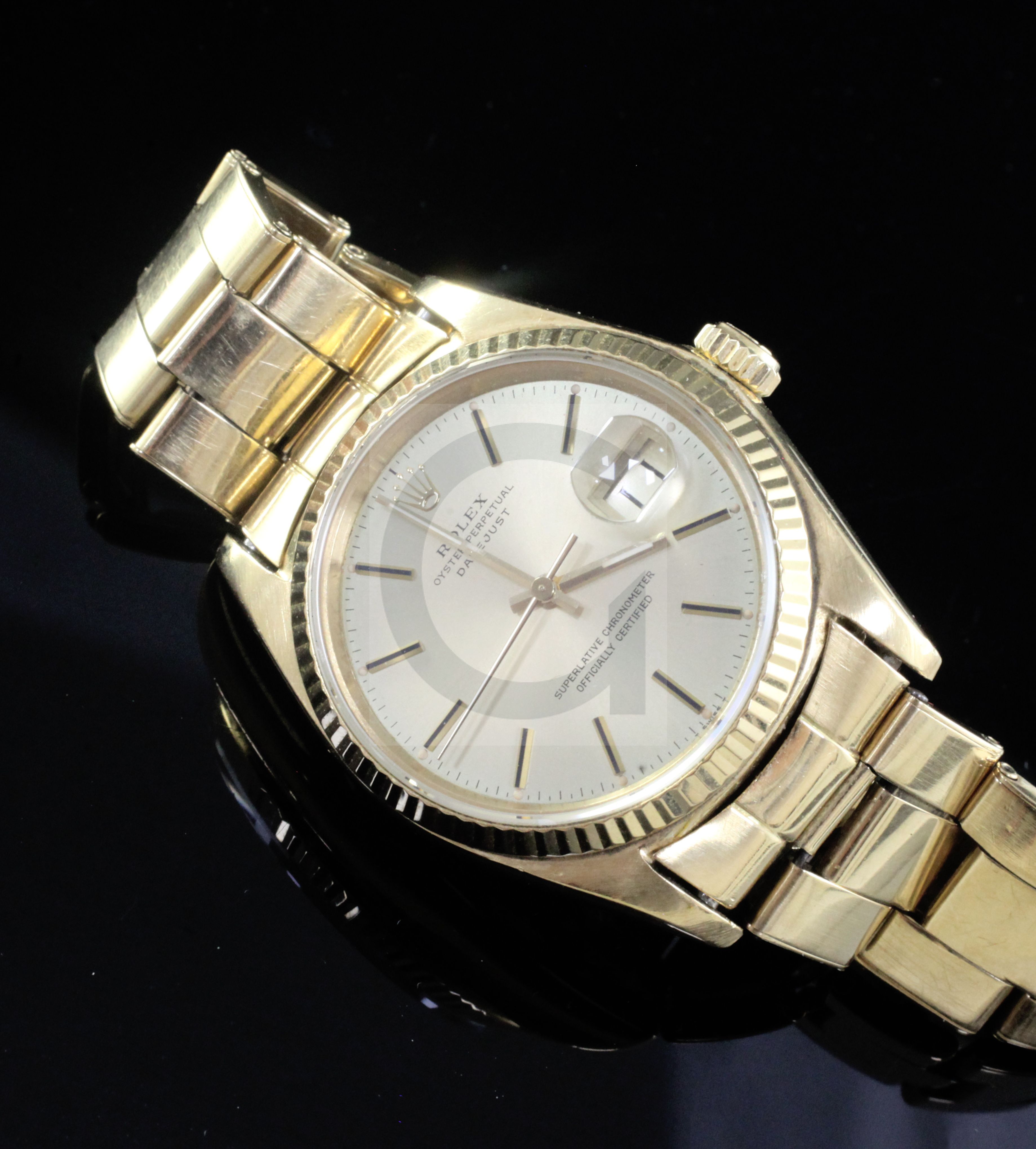 A gentleman's 1990's? 18ct gold Rolex Oyster Perpetual Datejust, with box, the yellow dial with - Image 2 of 8